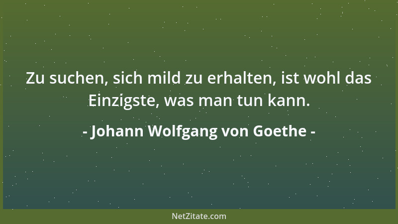 Johann Wolfgang von Goethe - Zu suchen, sich mild zu erhalten, ist wohl das Einzigste, was man tun kann....