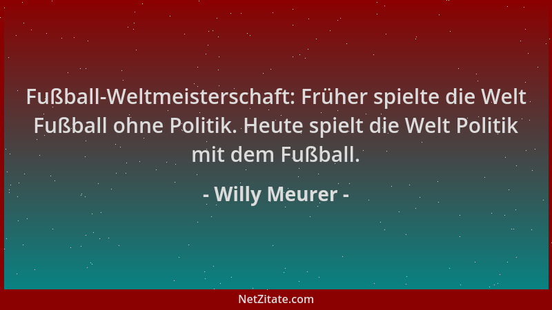 Willy Meurer - Fußball-Weltmeisterschaft: Früher spielte die Welt Fußball ohne Politik. Heute spielt die Welt Politik mit d...