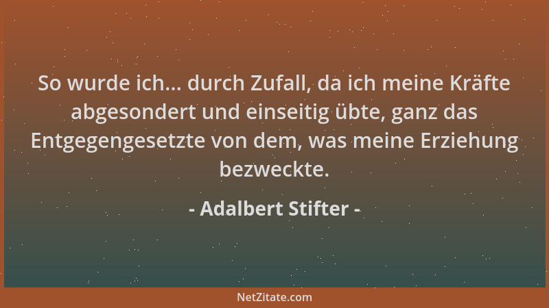 Adalbert Stifter - So wurde ich... durch Zufall, da ich meine Kräfte abgesondert und einseitig übte, ganz das Entgegengeset...