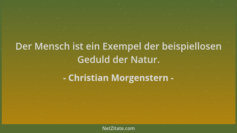 Christian Morgenstern - Der Mensch ist ein Exempel der beispiellosen Geduld der Natur....