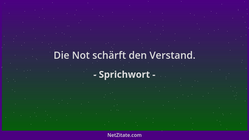 Sprichwort - Die Not schärft den Verstand....