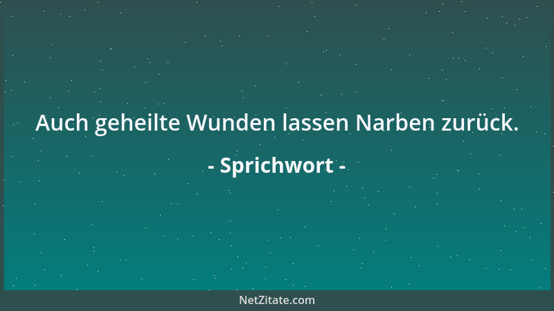 Sprichwort - Auch geheilte Wunden lassen Narben zurück....