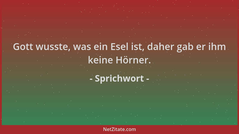 Sprichwort - Gott wusste, was ein Esel ist, daher gab er ihm keine Hörner....