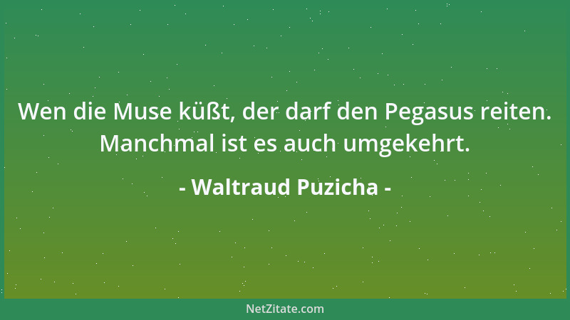 Waltraud Puzicha - Wen die Muse küßt, der darf den Pegasus reiten. Manchmal ist es auch umgekehrt....