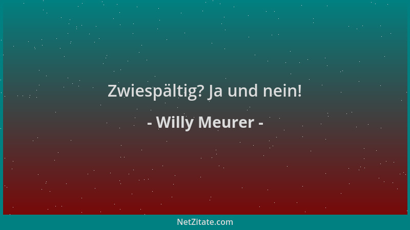 Willy Meurer - Zwiespältig? Ja und nein!...