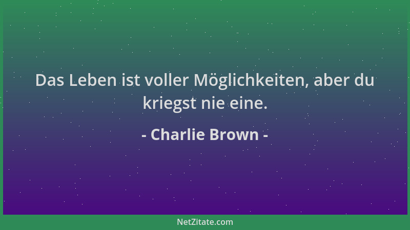 Charlie Brown - Das Leben ist voller Möglichkeiten, aber du kriegst nie eine....