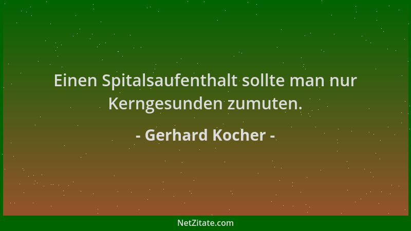 Gerhard Kocher - Einen Spitalsaufenthalt sollte man nur Kerngesunden zumuten....