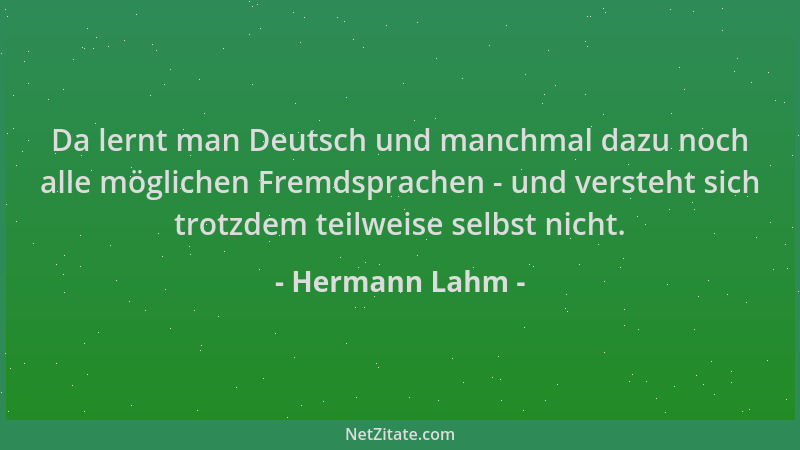 Hermann Lahm - Da lernt man Deutsch und manchmal dazu noch alle möglichen Fremdsprachen - und versteht sich trotzdem teilwe...