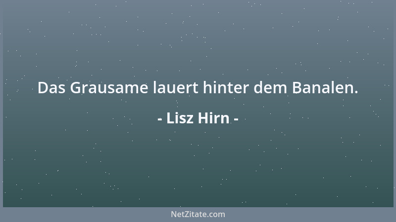 Lisz Hirn - Das Grausame lauert hinter dem Banalen....