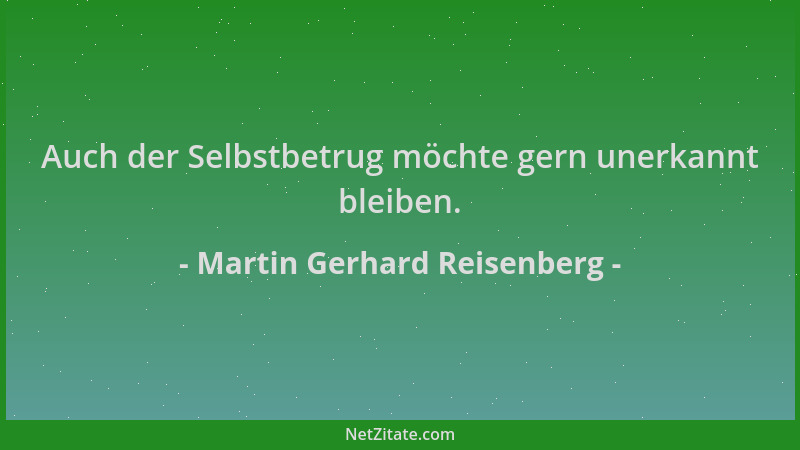 Martin Gerhard Reisenberg - Auch der Selbstbetrug möchte gern unerkannt bleiben....