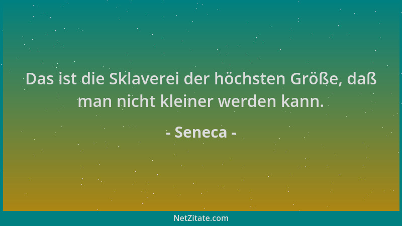 Seneca - Das ist die Sklaverei der höchsten Größe, daß man nicht kleiner werden kann....