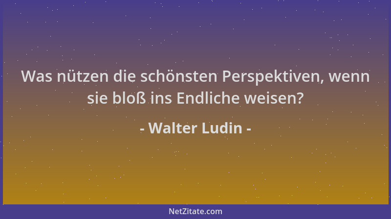 Walter Ludin - Was nützen die schönsten Perspektiven, wenn sie bloß ins Endliche weisen?...