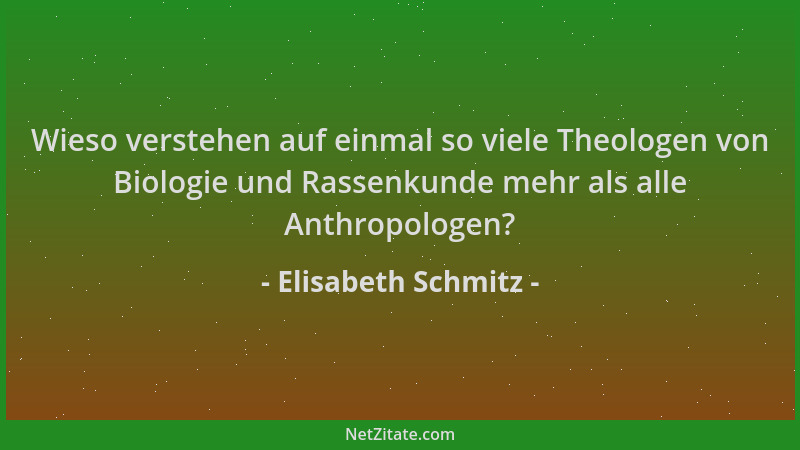 Elisabeth Schmitz - Wieso verstehen auf einmal so viele Theologen von Biologie und Rassenkunde mehr als alle Anthropologen?...