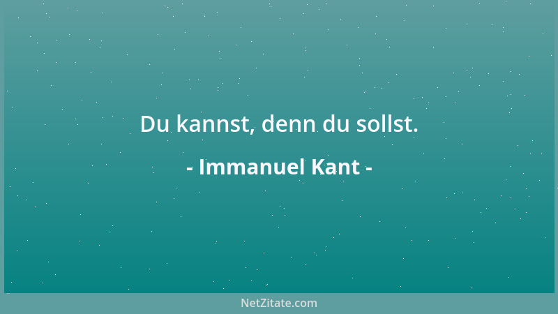 Immanuel Kant - Du kannst, denn du sollst....