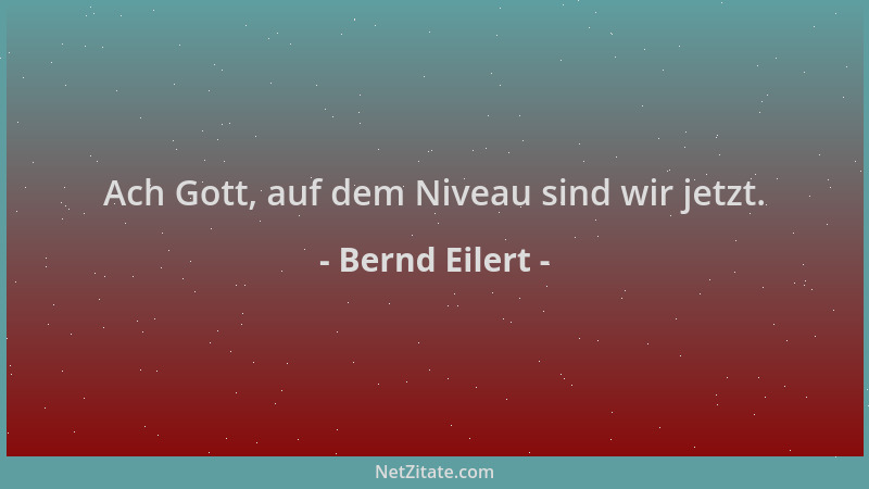 Bernd Eilert - Ach Gott, auf dem Niveau sind wir jetzt....