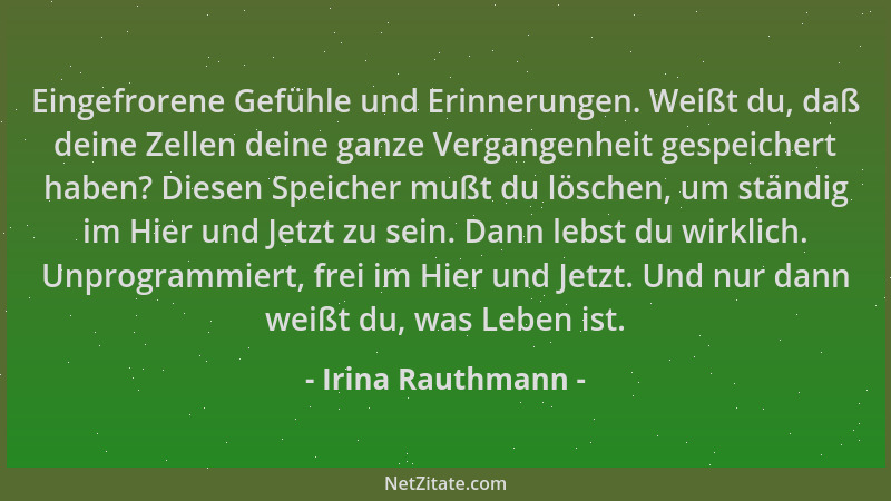 Irina Rauthmann - Eingefrorene Gefühle und Erinnerungen. Weißt du, daß deine Zellen deine ganze Vergangenheit gespeichert h...