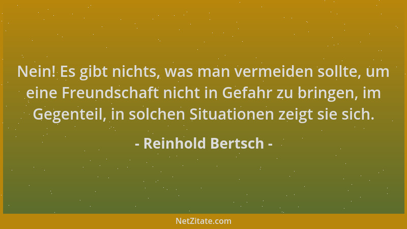 Reinhold Bertsch - Nein! Es gibt nichts, was man vermeiden sollte, um eine Freundschaft nicht in Gefahr zu bringen, im Gege...