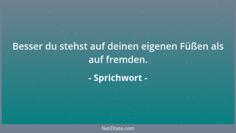 Sprichwort - Besser du stehst auf deinen eigenen Füßen als auf fremden....