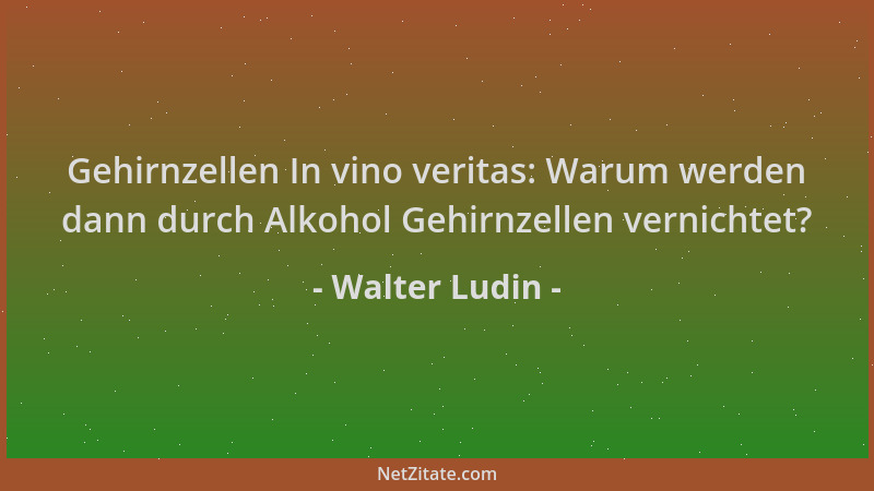 Walter Ludin - Gehirnzellen In vino veritas: Warum werden dann durch Alkohol Gehirnzellen vernichtet?...