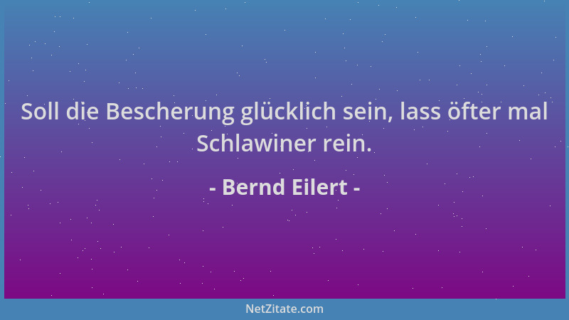 Bernd Eilert - Soll die Bescherung glücklich sein, lass öfter mal Schlawiner rein....