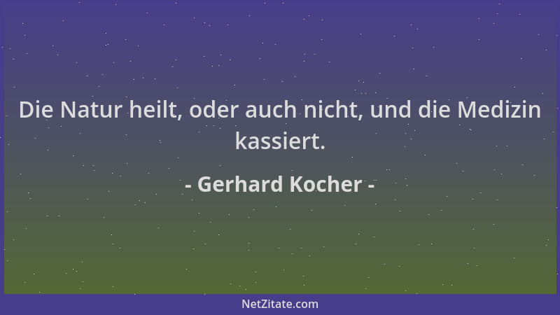 Gerhard Kocher - Die Natur heilt, oder auch nicht, und die Medizin kassiert....