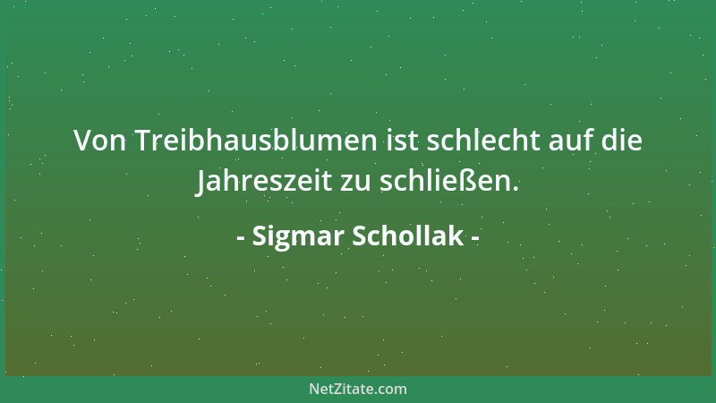 Sigmar Schollak - Von Treibhausblumen ist schlecht auf die Jahreszeit zu schließen....