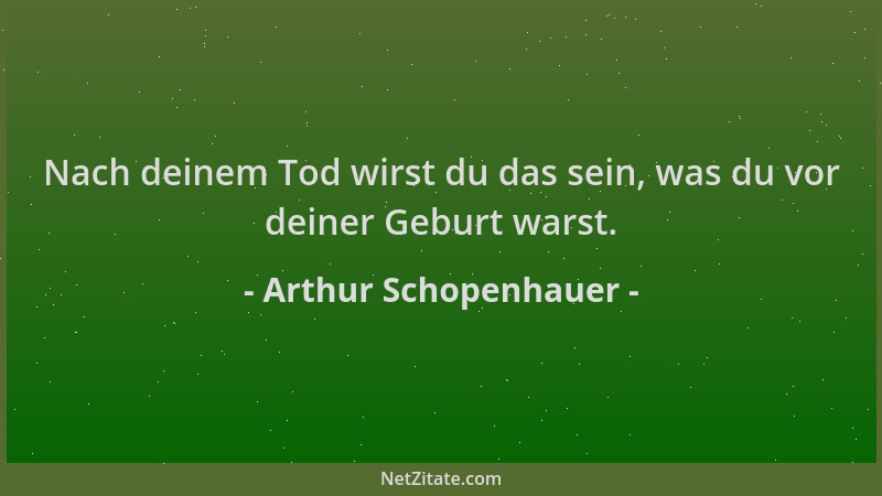Arthur Schopenhauer - Nach deinem Tod wirst du das sein, was du vor deiner Geburt warst....