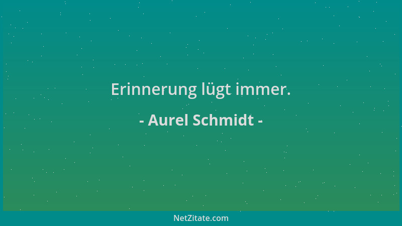 Aurel Schmidt - Erinnerung lügt immer....