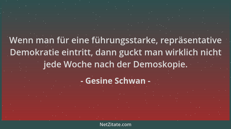 Gesine Schwan - Wenn man für eine führungsstarke, repräsentative Demokratie eintritt, dann guckt man wirklich nicht jede Wo...