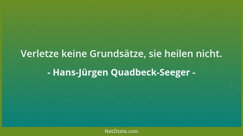 Hans-Jürgen Quadbeck-Seeger - Verletze keine Grundsätze, sie heilen nicht....