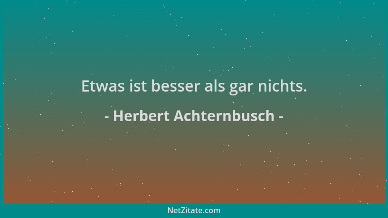 Herbert Achternbusch - Etwas ist besser als gar nichts....