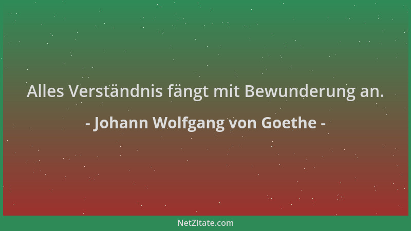 Johann Wolfgang von Goethe - Alles Verständnis fängt mit Bewunderung an....