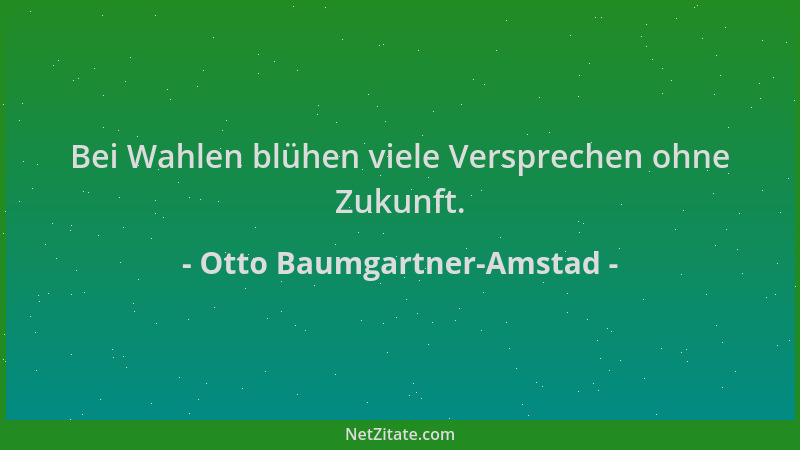 Otto Baumgartner-Amstad - Bei Wahlen blühen viele Versprechen ohne Zukunft....