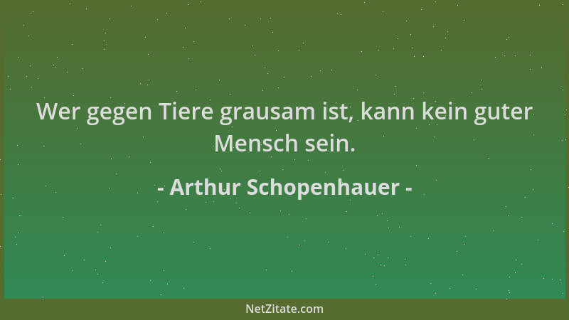 Arthur Schopenhauer - Wer gegen Tiere grausam ist, kann kein guter Mensch sein....