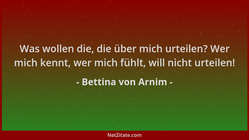 Bettina von Arnim - Was wollen die, die über mich urteilen? Wer mich kennt, wer mich fühlt, will nicht urteilen!...