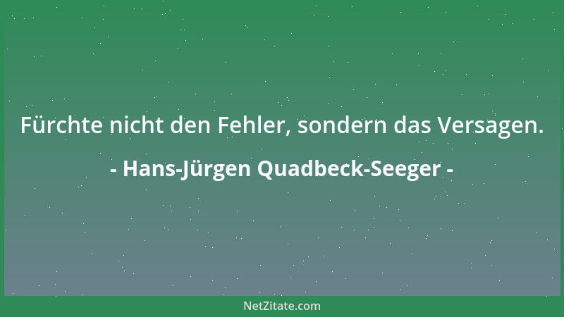 Hans-Jürgen Quadbeck-Seeger - Fürchte nicht den Fehler, sondern das Versagen....