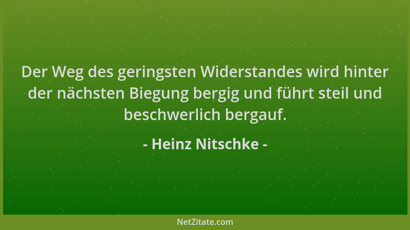 Heinz Nitschke - Der Weg des geringsten Widerstandes wird hinter der nächsten Biegung bergig und führt steil und beschwerli...