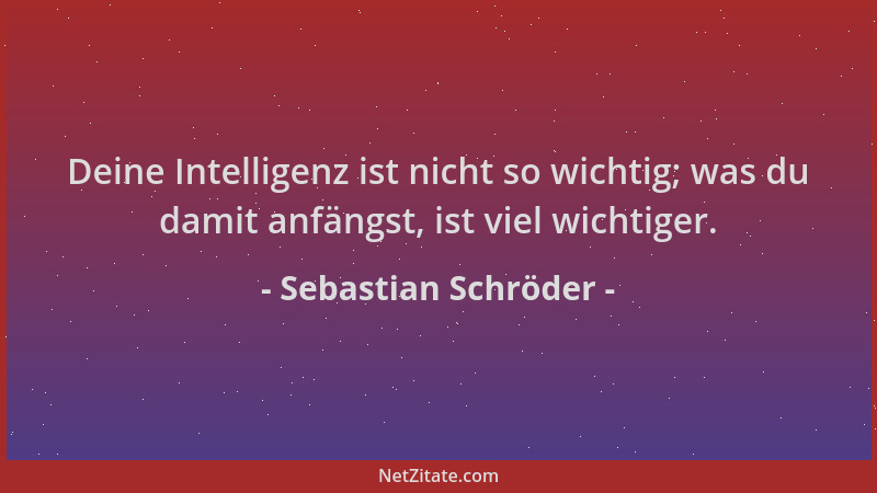 Sebastian Schröder - Deine Intelligenz ist nicht so wichtig; was du damit anfängst, ist viel wichtiger....