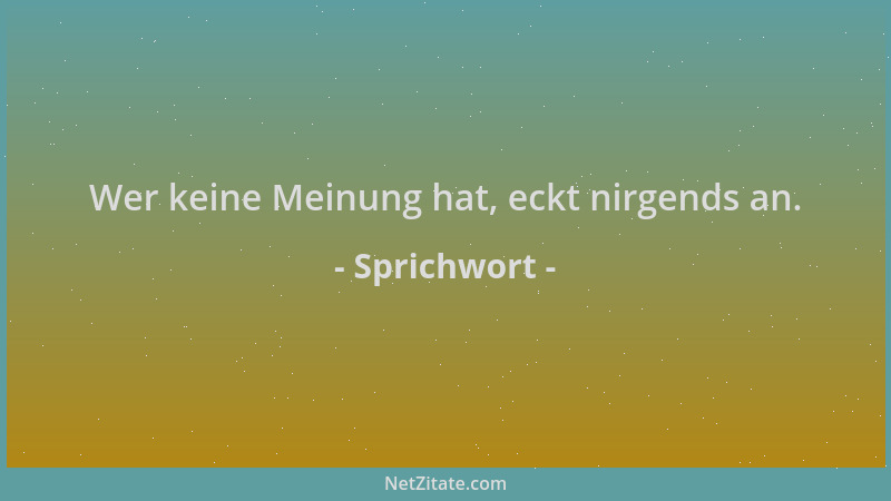 Sprichwort - Wer keine Meinung hat, eckt nirgends an....