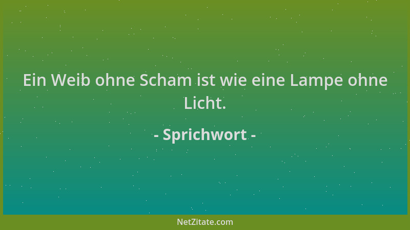 Sprichwort - Ein Weib ohne Scham ist wie eine Lampe ohne Licht....