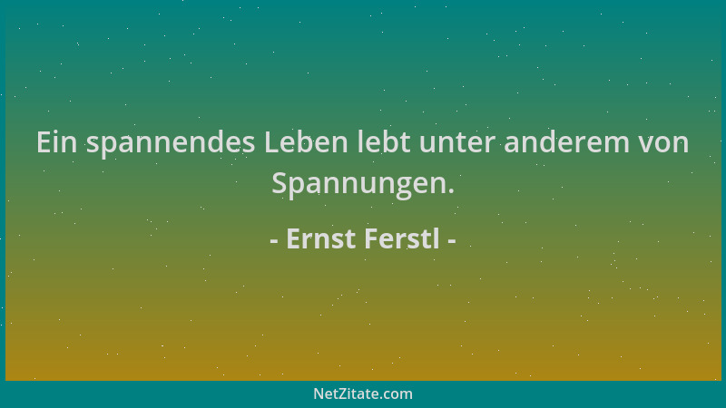 Ernst Ferstl - Ein spannendes Leben lebt unter anderem von Spannungen....