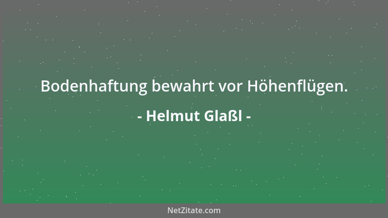Helmut Glaßl - Bodenhaftung bewahrt vor Höhenflügen....