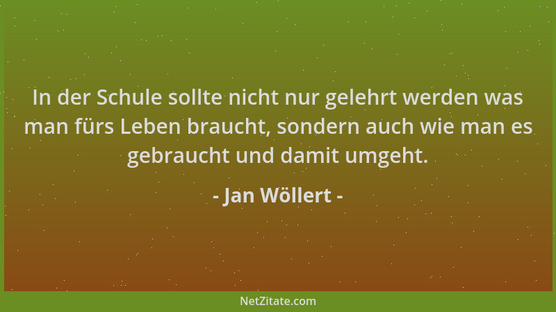 Jan Wöllert - In der Schule sollte nicht nur gelehrt werden was man fürs Leben braucht, sondern auch wie man es gebraucht u...