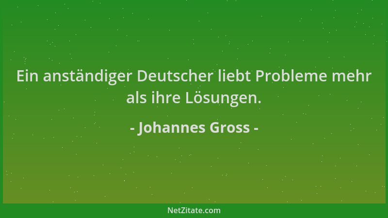 Johannes Gross - Ein anständiger Deutscher liebt Probleme mehr als ihre Lösungen....