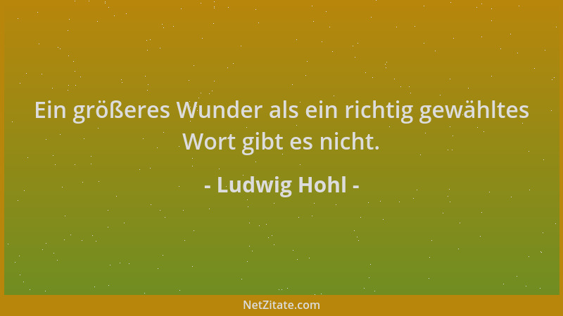 Ludwig Hohl - Ein größeres Wunder als ein richtig gewähltes Wort gibt es nicht....