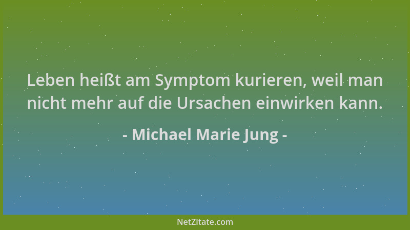 Michael Marie Jung - Leben heißt am Symptom kurieren, weil man nicht mehr auf die Ursachen einwirken kann....