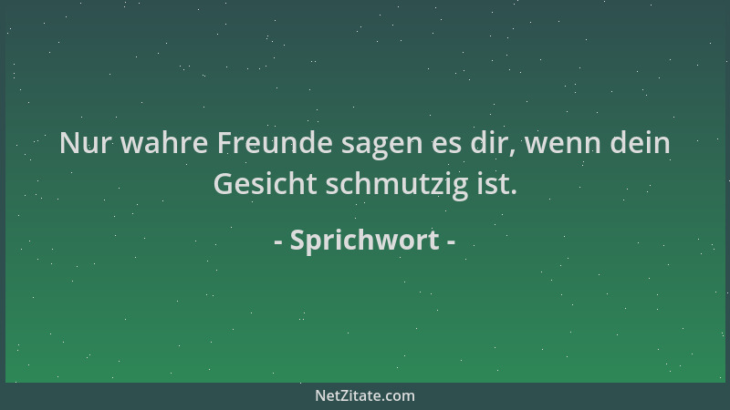 Sprichwort - Nur wahre Freunde sagen es dir, wenn dein Gesicht schmutzig ist....