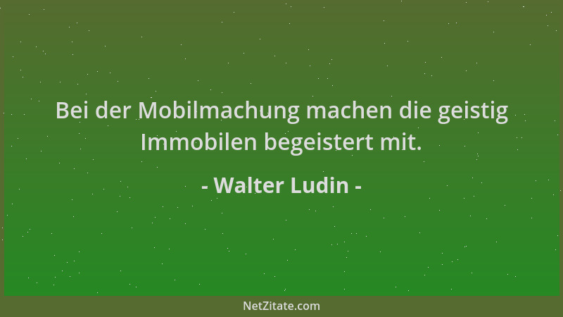 Walter Ludin - Bei der Mobilmachung machen die geistig Immobilen begeistert mit....