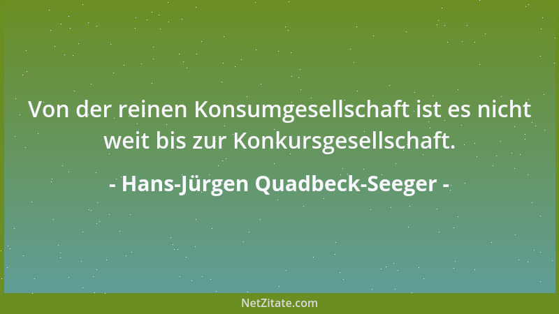 Hans-Jürgen Quadbeck-Seeger - Von der reinen Konsumgesellschaft ist es nicht weit bis zur Konkursgesellschaft....
