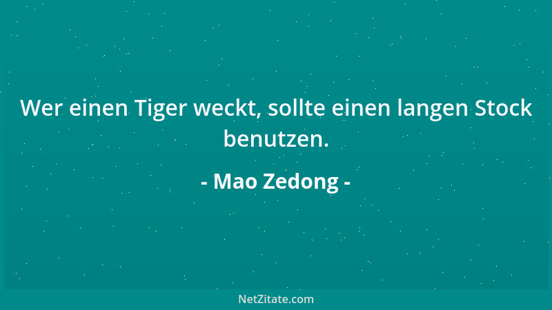 Mao Zedong - Wer einen Tiger weckt, sollte einen langen Stock benutzen....